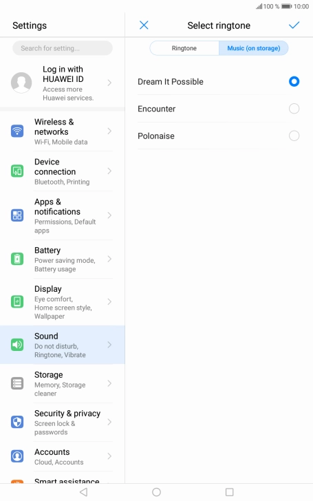 Once you've found a ring tone you like, press the confirm icon.
