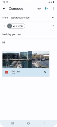 Press the send icon when you've finished your email message.