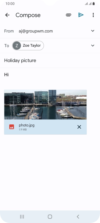 Press the send icon when you've finished your email message.