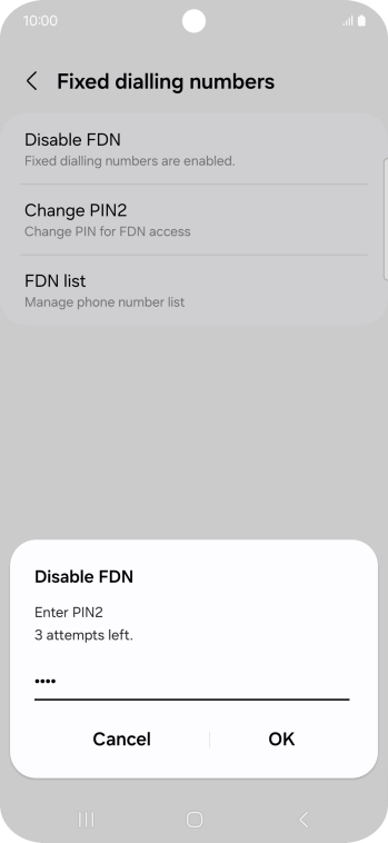 Key in your PIN2 and press OK. The default PIN2 is 0000.