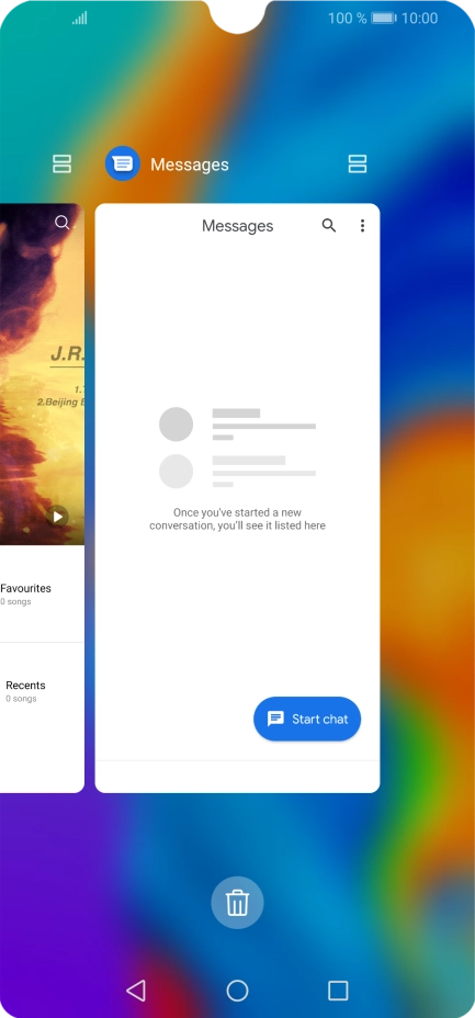 To end one running application, slide your finger upwards on the required application.