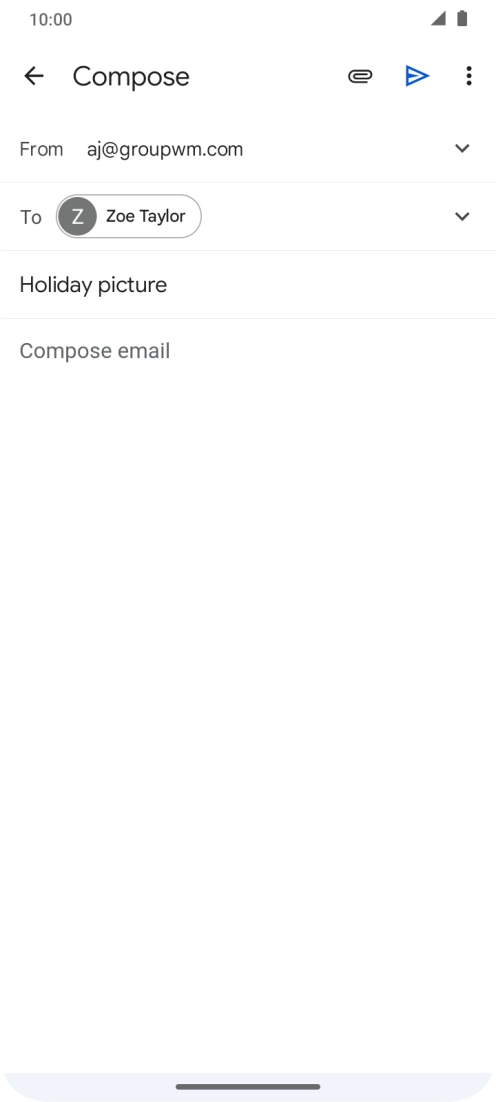 Press the text input field and write the text for your email.