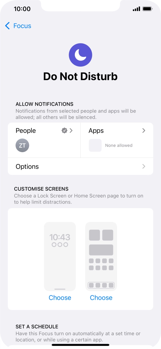 Press People and follow the instructions on the screen to select which contacts you would like to receive calls and notifications from when Do Not Disturb is turned on.