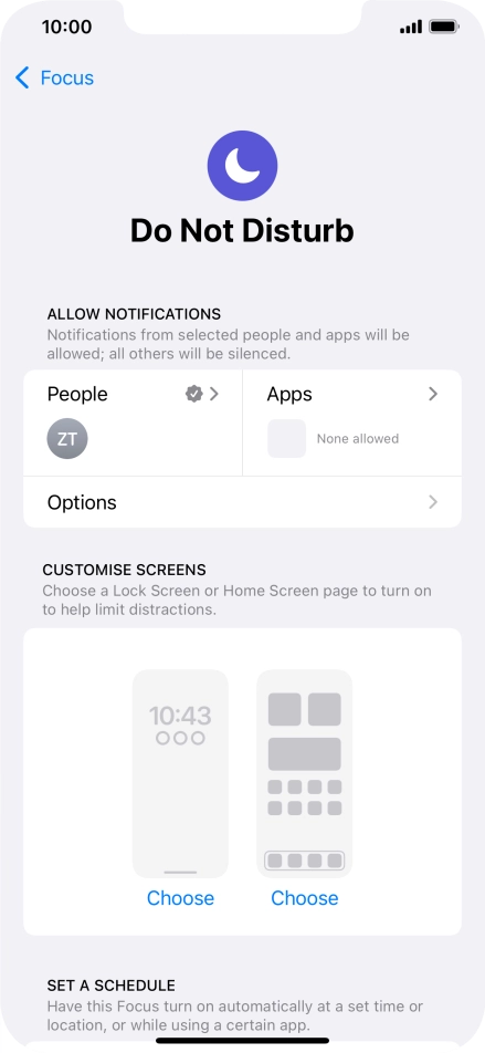 Press People and follow the instructions on the screen to select which contacts you would like to receive calls and notifications from when Do Not Disturb is turned on.