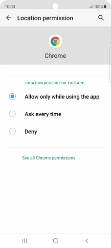 Press the required setting.