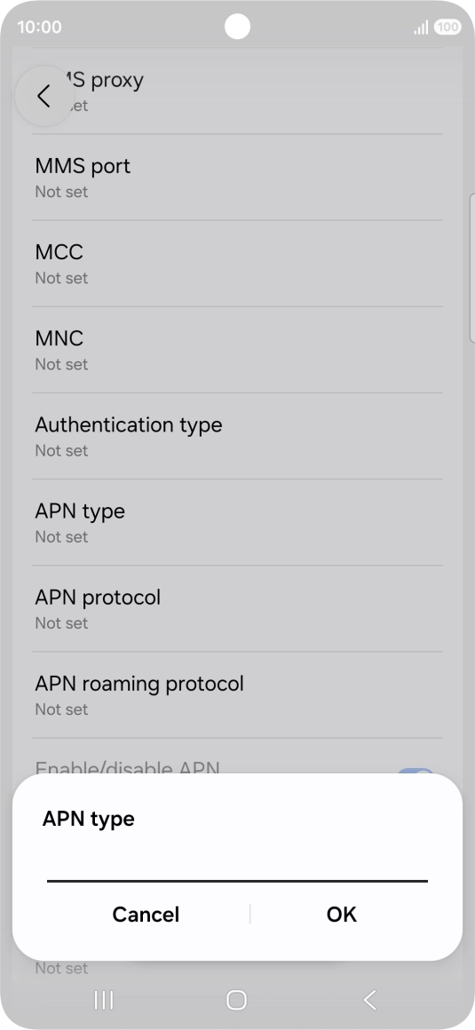 Key in default and press OK.