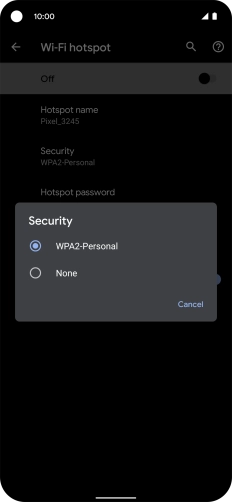 Press WPA2-Personal to password protect your Wi-Fi hotspot.
