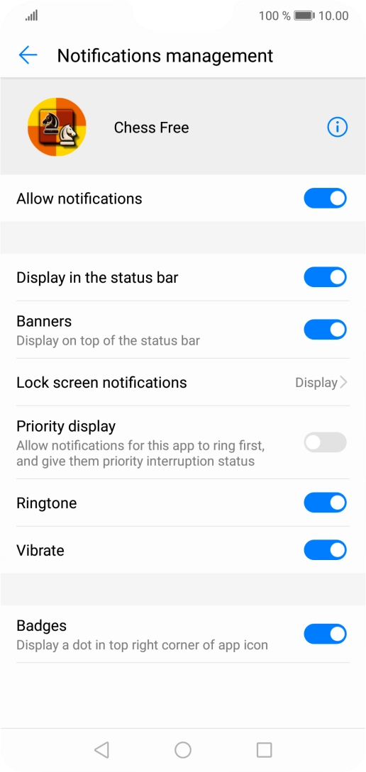 Press the indicator next to 