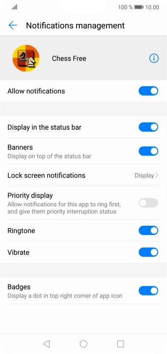 Press the indicator next to 
