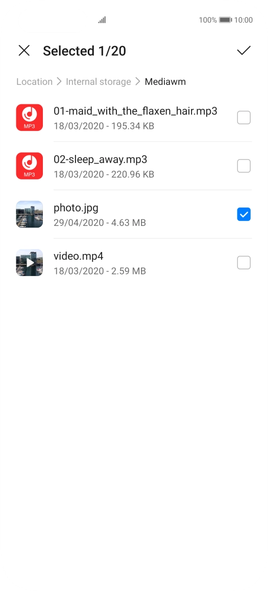 Press the confirm icon.