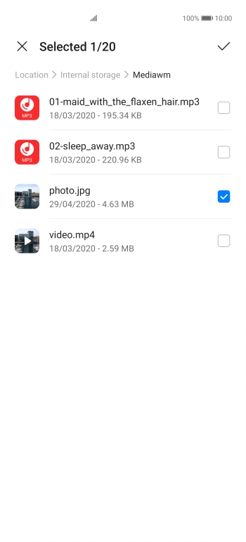 Press the confirm icon.