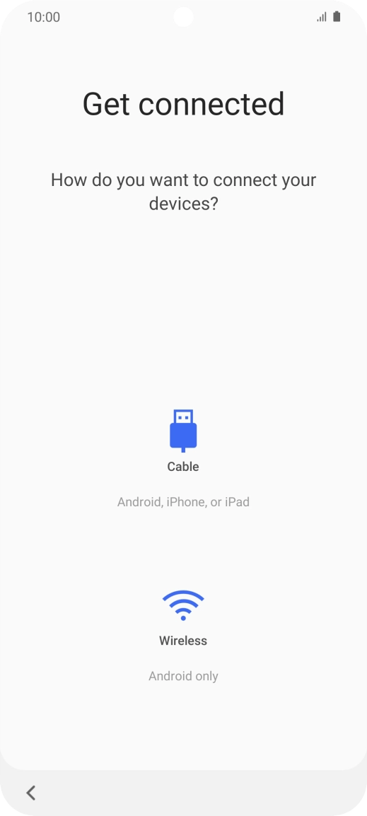 Press the required transfer method and follow the instructions on the screen to transfer content from another phone.
