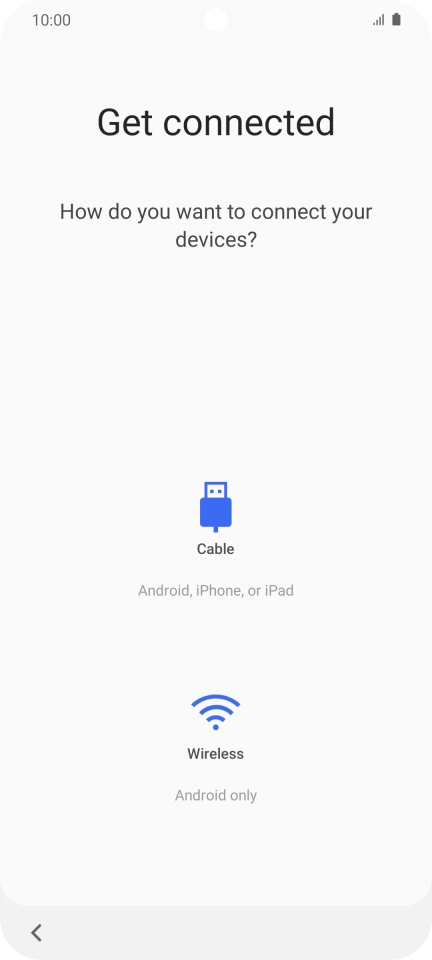 Press the required transfer method and follow the instructions on the screen to transfer content from another phone.
