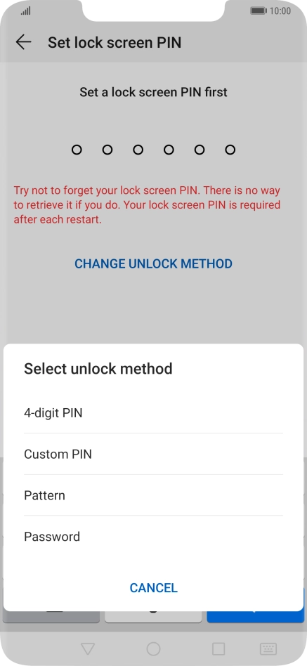 Press the required phone lock code and follow the instructions on the screen to create an additional phone lock code.