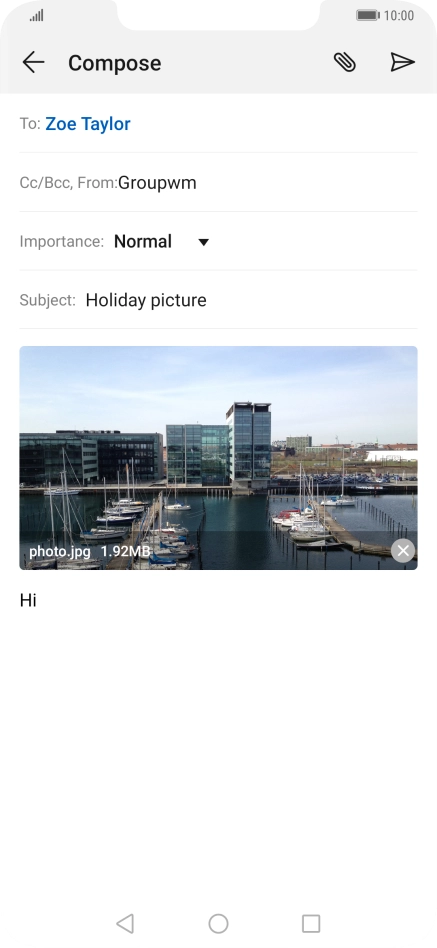 Press the send icon when you've finished your email message.