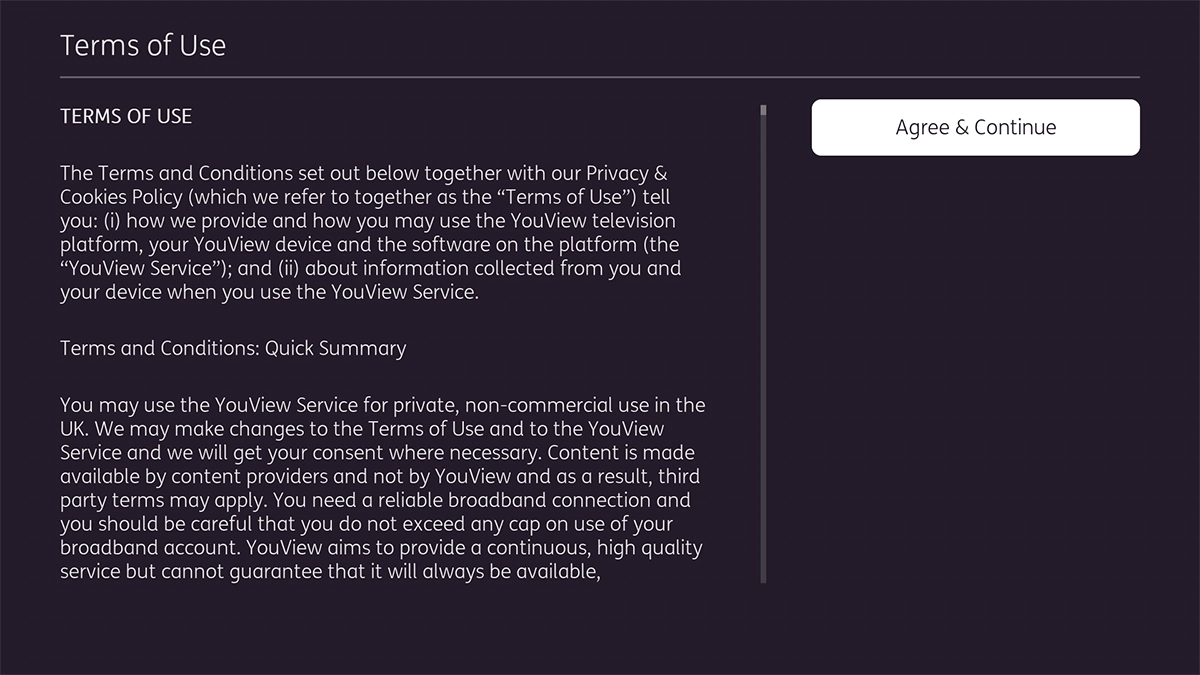 Highlight Agree & Continue.