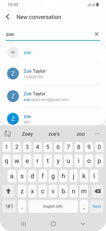 Press the required contact.