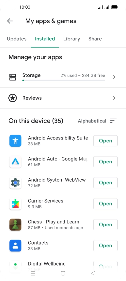 Press the required app.