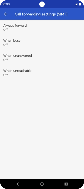 Press the required divert type.