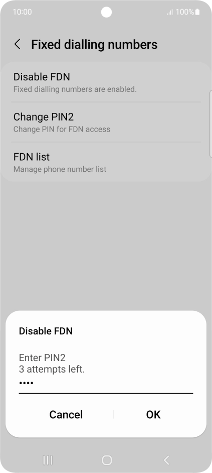 Key in your PIN2 and press OK. The default PIN2 is 0000.