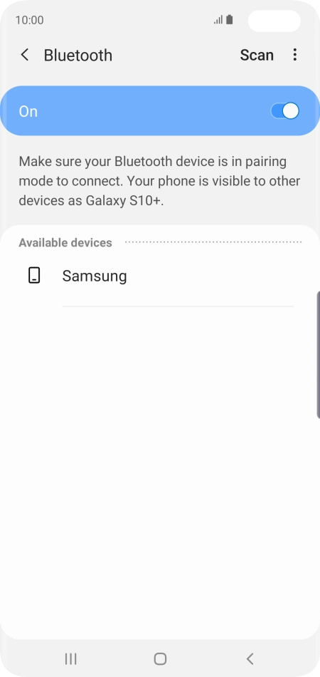 Press the required Bluetooth device and follow the instructions on the screen to pair the device with your phone.