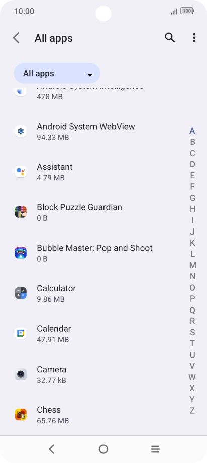 Press the required app.