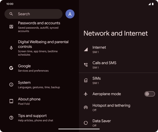 Press Passwords and accounts.