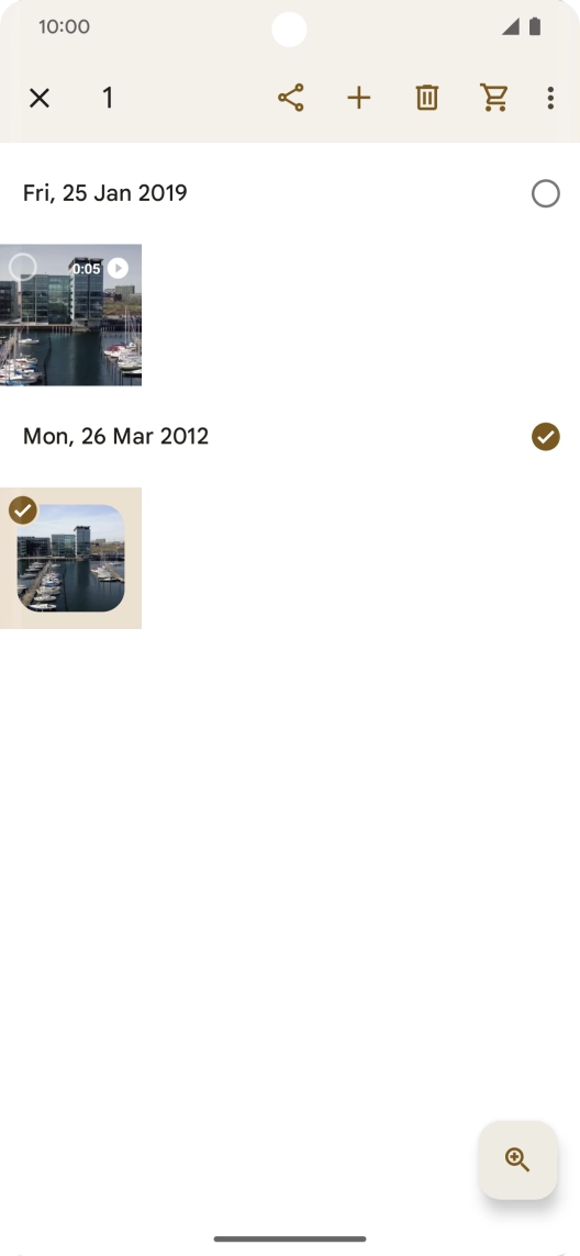Press the required pictures or video clips to add them.