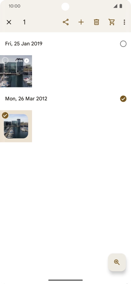 Press the required pictures or video clips to add them.