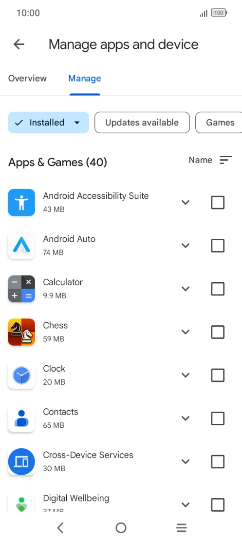 Press the required app.