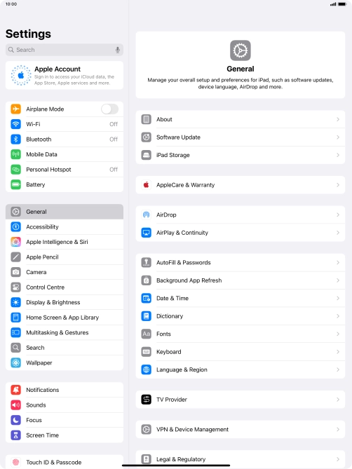Press Apple Account.