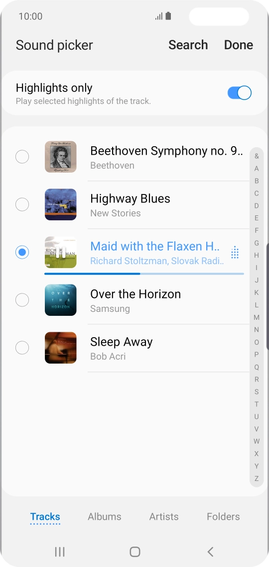 Once you've found a ring tone you like, press Done.
