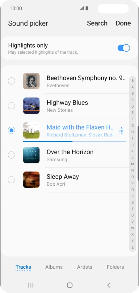 Once you've found a ring tone you like, press Done.