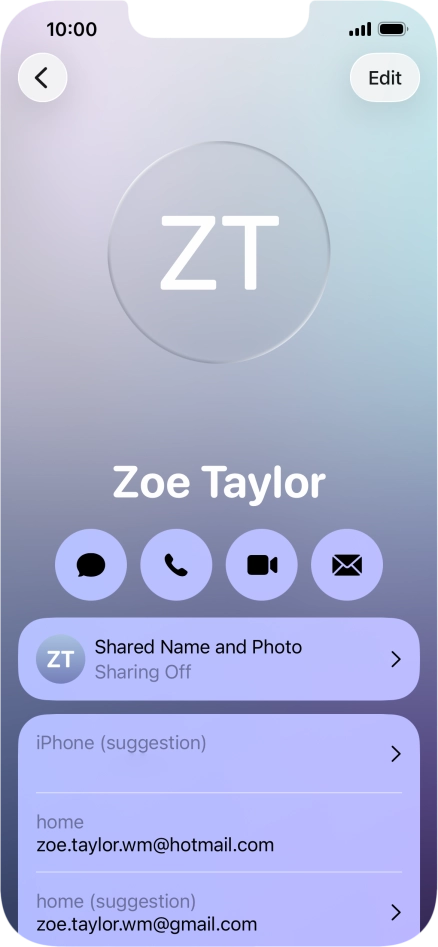 Press Shared Name and Photo.