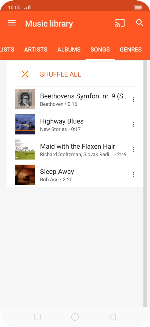 Press the required audio file.