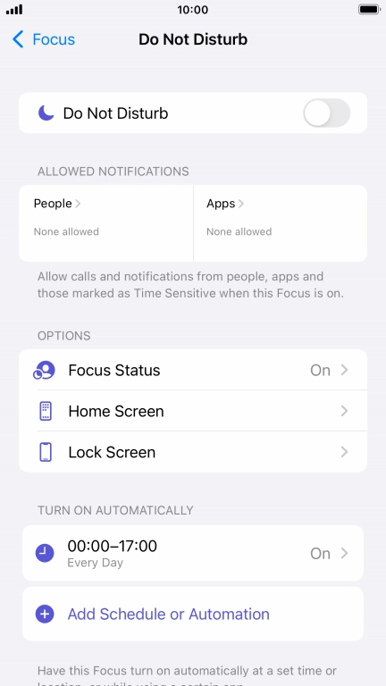 Press People and follow the instructions on the screen to select which contacts you would like to receive calls and notifications from when Do Not Disturb is turned on.