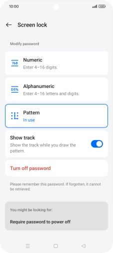 Press the required setting.