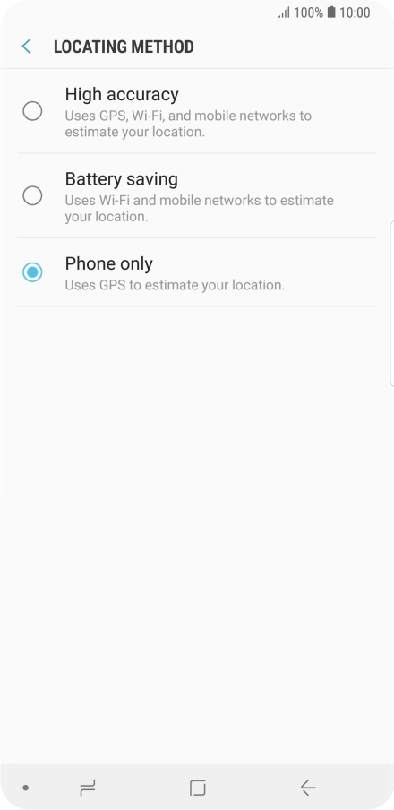 If you select High accuracy, your phone can find your exact position using the GPS satellites, the mobile network and nearby Wi-Fi networks. Satellite-based GPS requires a clear view of the sky.
