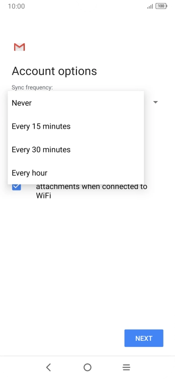 Press the required setting.