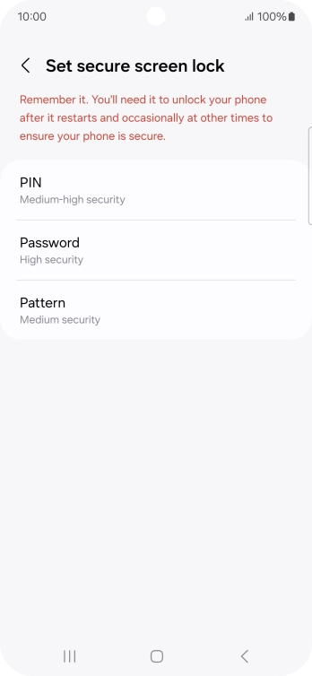 Press the required phone lock code and follow the instructions on the screen to create an additional phone lock code.