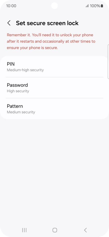 Press the required phone lock code and follow the instructions on the screen to create an additional phone lock code.