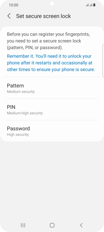 Press the required phone lock code and follow the instructions on the screen to create an additional phone lock code.