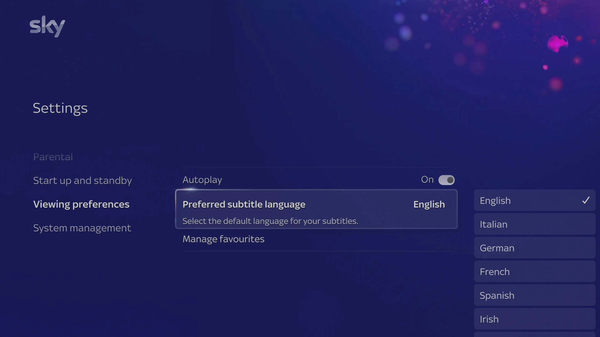 Select the required language.