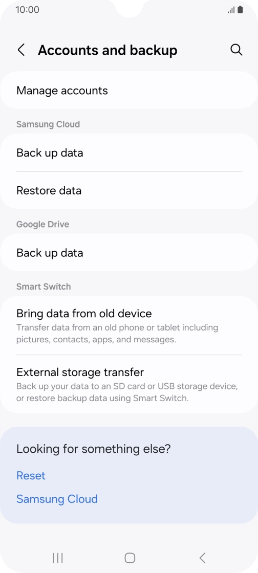 Press Manage accounts.