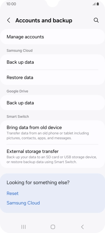 Press Manage accounts.