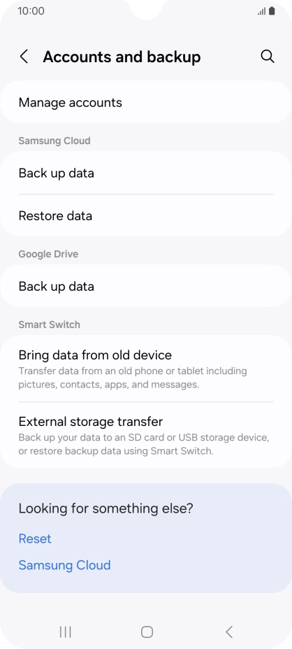 Press Manage accounts.