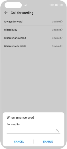 Key in +447953222222 and press ENABLE.