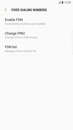 Press Enable FDN to turn on fixed dialling.
