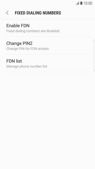 Press Enable FDN to turn on fixed dialling.