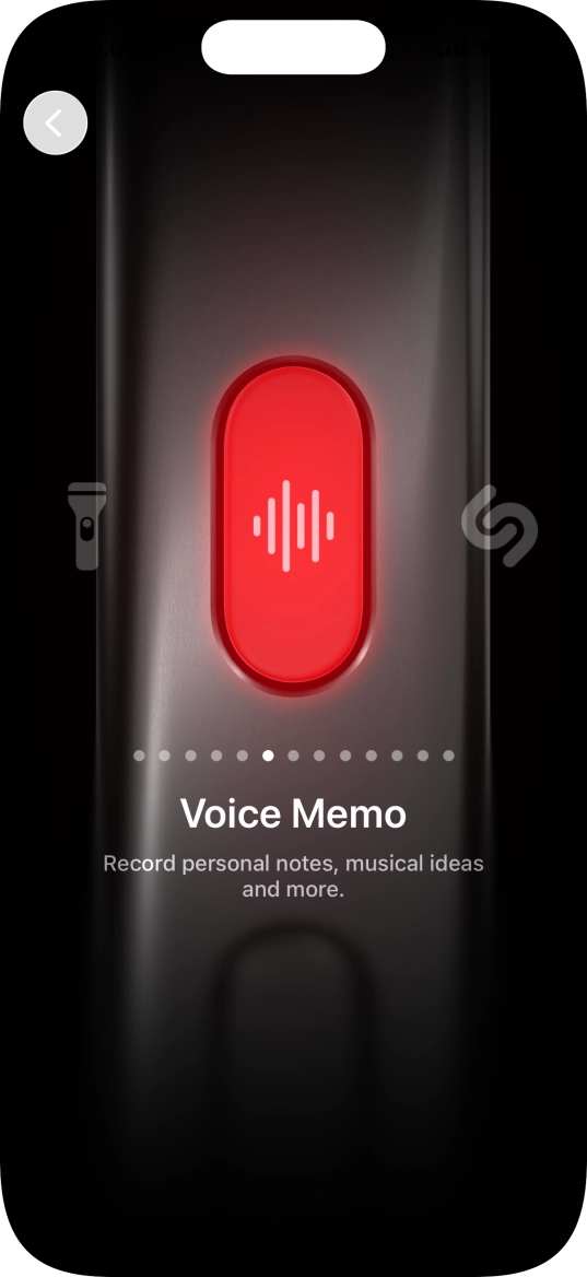 Slide your finger right or left on the screen to select the required function.